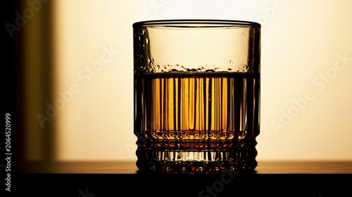 Whiskey Glass Silhouette With Warm Golden Backlight