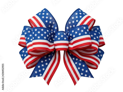 Decorative bow with american flag pattern for celebration isolated on transparent background