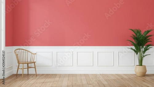 Vivid home decor featuring white chair rail and wainscoting on dining living room wall