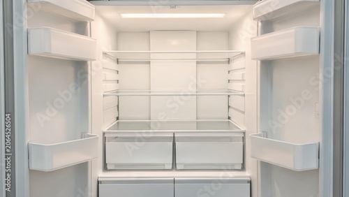 Empty modern refrigerator interior