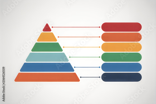 Layered pyramid diagram showing hierarchy and connected data blocks with clean background for business concepts