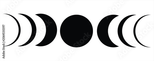 Tableau sur toile Moon phases flat icon illustration isolated on white background