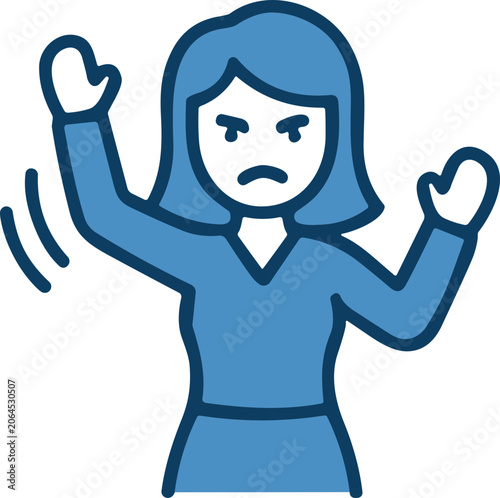 Canvastavla Angry Woman Icon: Frustrated Female Gesturing, Negative Emotion, Cartoon Style