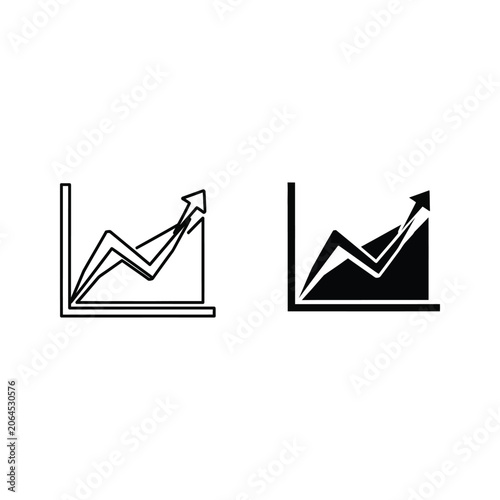 Two black and white line graphs showing upward trends with arrows indicating growth