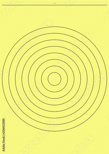 Blank concentric circles on yellow background for design projects  