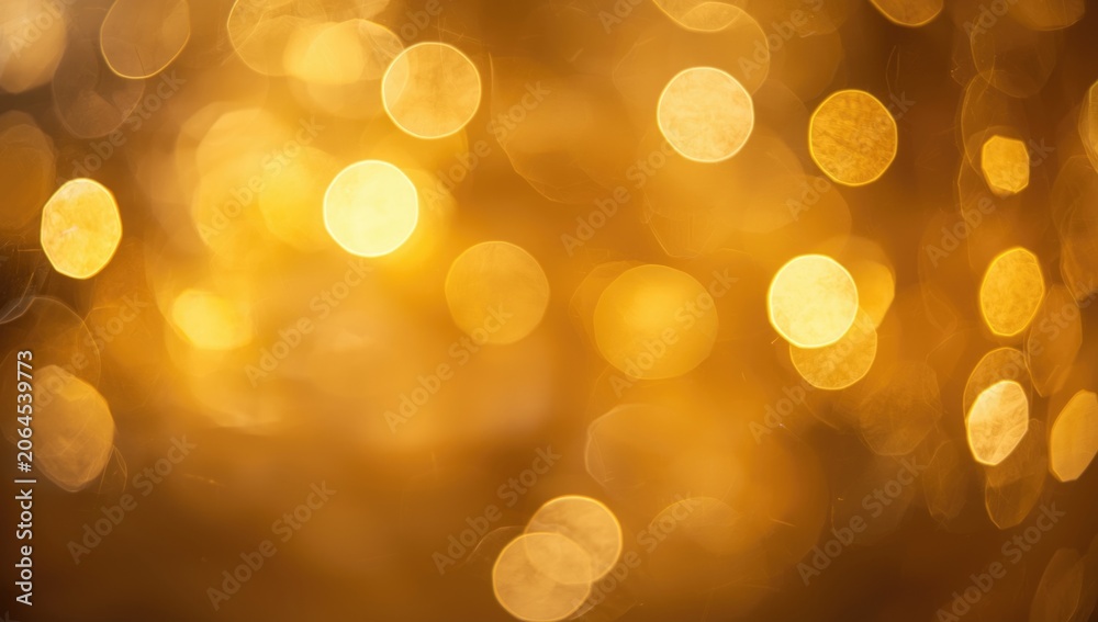 Fototapeta premium Vibrant Christmas lights shining brightly over a subtle golden bokeh holiday backdrop