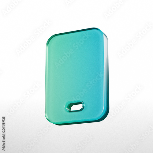 Blue glossy rectangular tag with a small hole