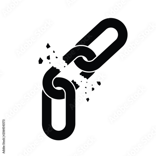 Obraz na płótnie Broken chain link vector illustration representing concept of weakness failure o
