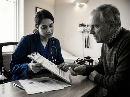 Doctor Explaining Medical Information To Patient During Consultation