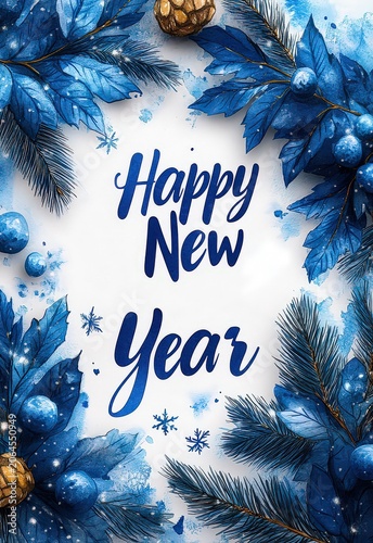 A festive watercolor background with winter elements and the text 