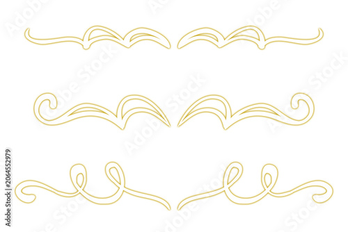 Set of elegant golden swirling lines and flourishes for decorative design elements  isolated on transparent background transparent background