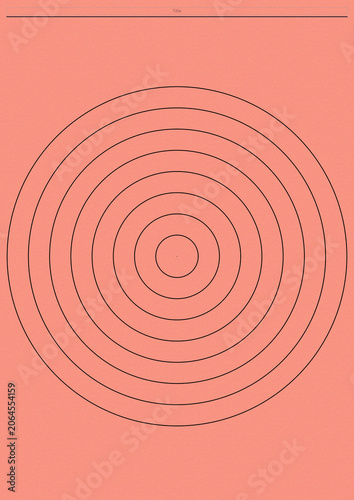 Blank concentric circles on coral background for design projects  