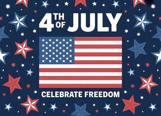 Fourth of july patriotic design with american flag and stars