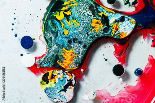 Colorful bubble paints on a white background. Abstract background.