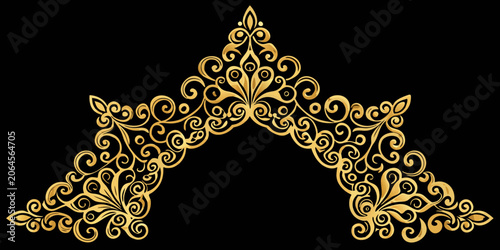 Elegant golden ornamental arch decoration, vector