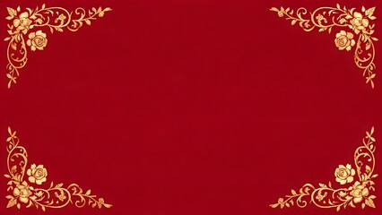 Red background with gold floral corner designs