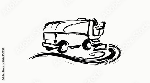 Artistic sketch of an ice resurfacer machine.