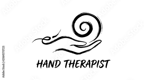 Hand therapist logo with spiral and hand