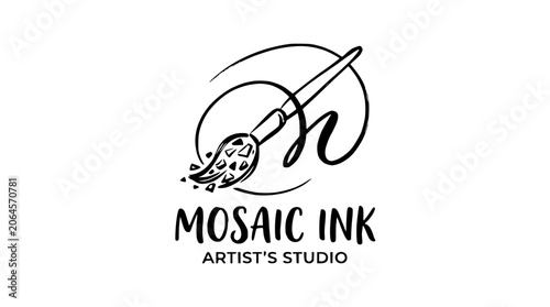 Mosaic Ink artist studio logo with paintbrush.