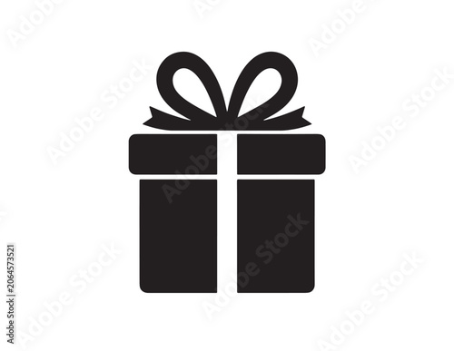 Foto Black gift box vector icon, a simple present symbol with a tied ribbon bow, idea