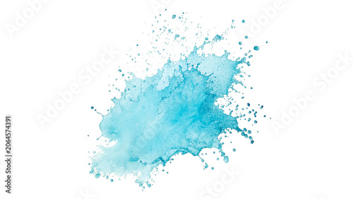 Φωτογραφία Vibrant bright blue watercolor paint splash or blot texture isolated on transpar