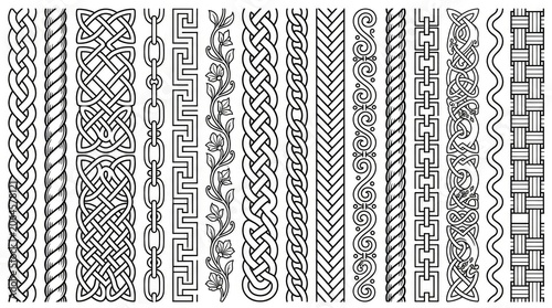 Collection of Celtic and Nordic knot pattern borders.
