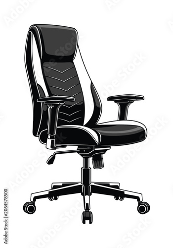 Modern Black office chair Vector Illustration Isolated on Light Background