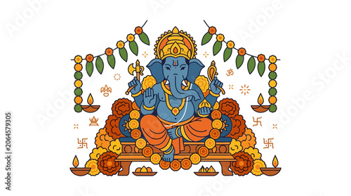 Lord Ganesha Illustration for Ganesh Chaturthi Festival Celebration