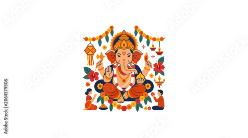 Lord Ganesha Celebration Vector Illustration for Ganesh Chaturthi