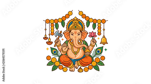 Lord Ganesha Illustration for Ganesh Chaturthi Celebration
