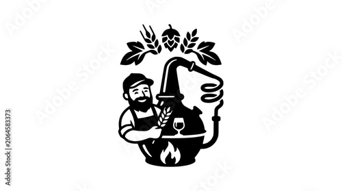 Canvastavla Distiller man holding glass next to production equipment.