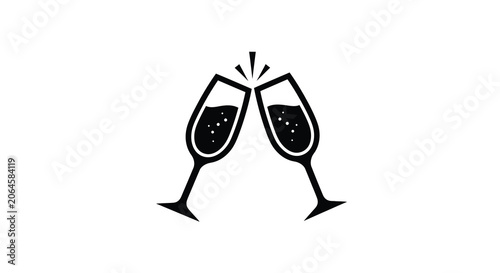 Foto Two wine glasses clinking black silhouette toasting