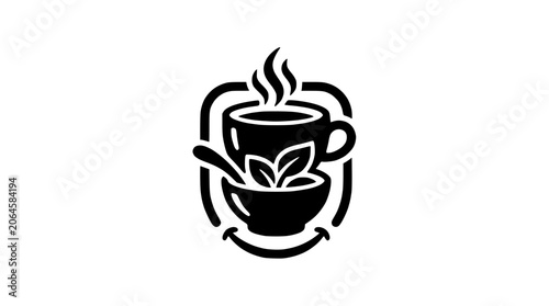 Konstfotografi Stacked coffee cups inside bowl minimalist logo.