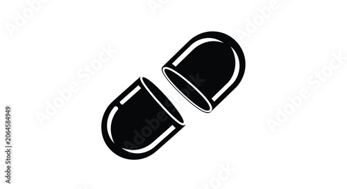 Tableau sur toile Broken capsule pill shape black and white silhouette