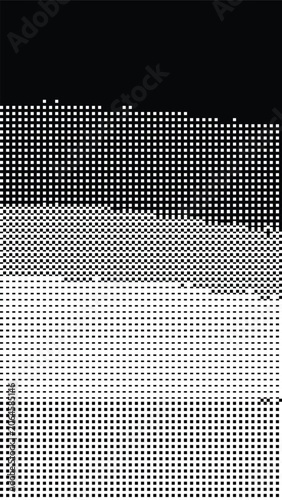 Abstract black and white checkered pattern with a pixelated digital grid effect