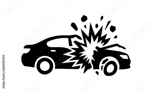 Obraz na plátně Car collision icon featuring a violent vehicle crash symbol collision accident t