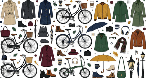 Flat design collection of urban lifestyle accessories and clothing