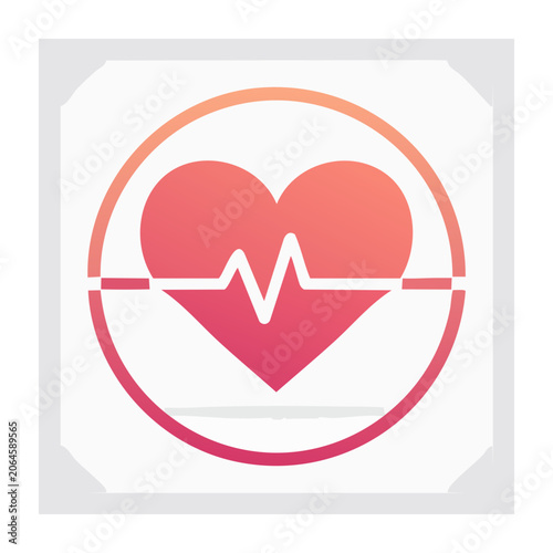 Flat design heart with heartbeat icon