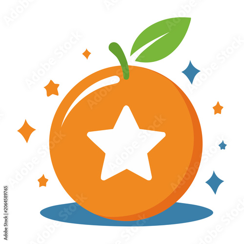 Orange with Star and Leaf Icon