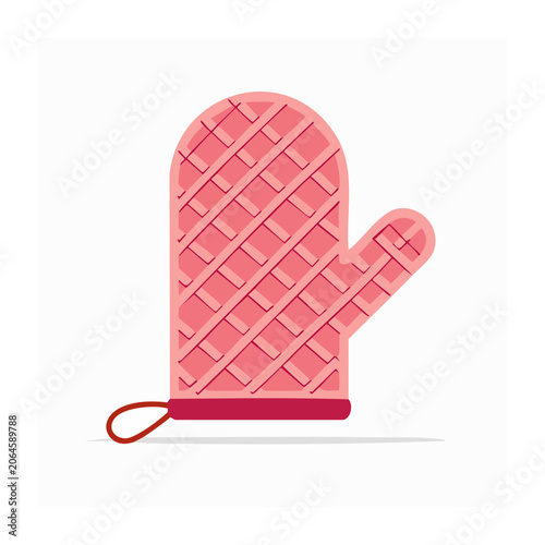 Pink woven pattern oven mitt illustration