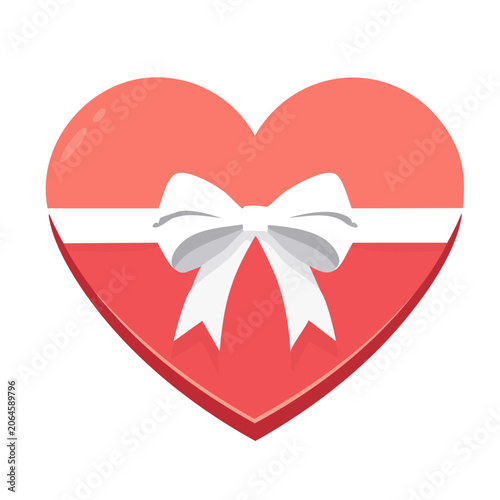 Red heart with white bow icon on transparent background