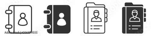 contact book icon set with user silhouette and profile details vector illustration on transparent background