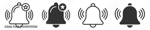 Photography Notification bell icon set vector illustration collection on transparent backgro