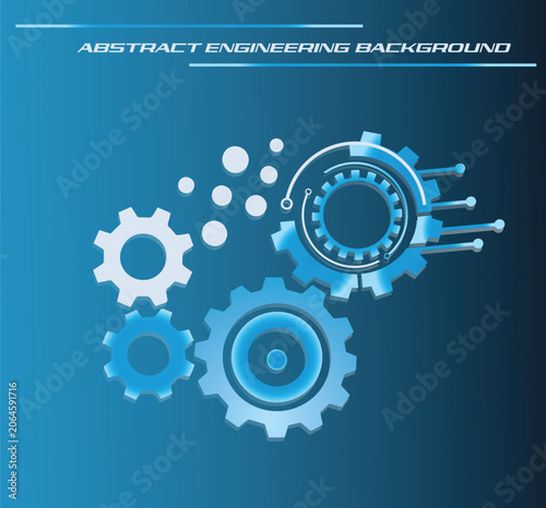 Technology Gear Background with Mechanical Cogs and Digital Circuit Elements Vector Illustration