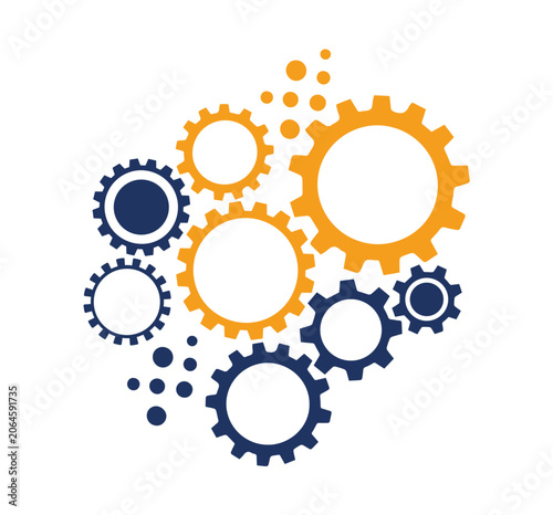 Technology Gear Background with Mechanical Cogs and Digital Circuit Elements Vector Illustration