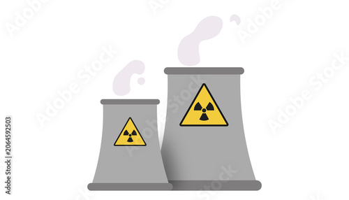 nuclear power plant icon with smoke on a isolated background