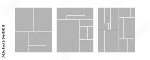 Foto Set of collage grid manga comic storyboard layout panel blank template