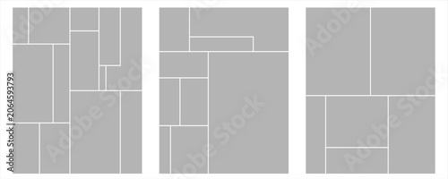 Vászonkép Set of collage grid manga comic storyboard layout panel blank template