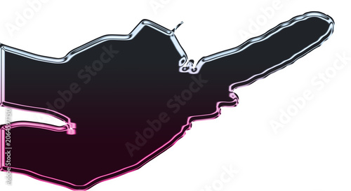 A hand shows a gesture with a silhouette on a transparent background against a white space.