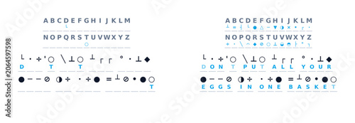 Fotografie Secret code game displayed with letters, symbols,  numbers on paper